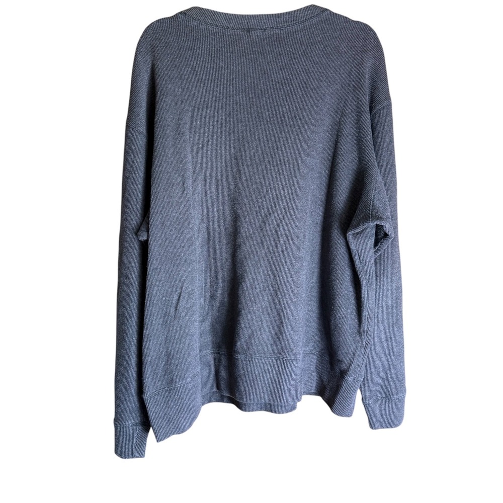 Stussy Mens XL Charcoal Grey Thermal Ribbed Crewneck Logo - Picture 4 of 8